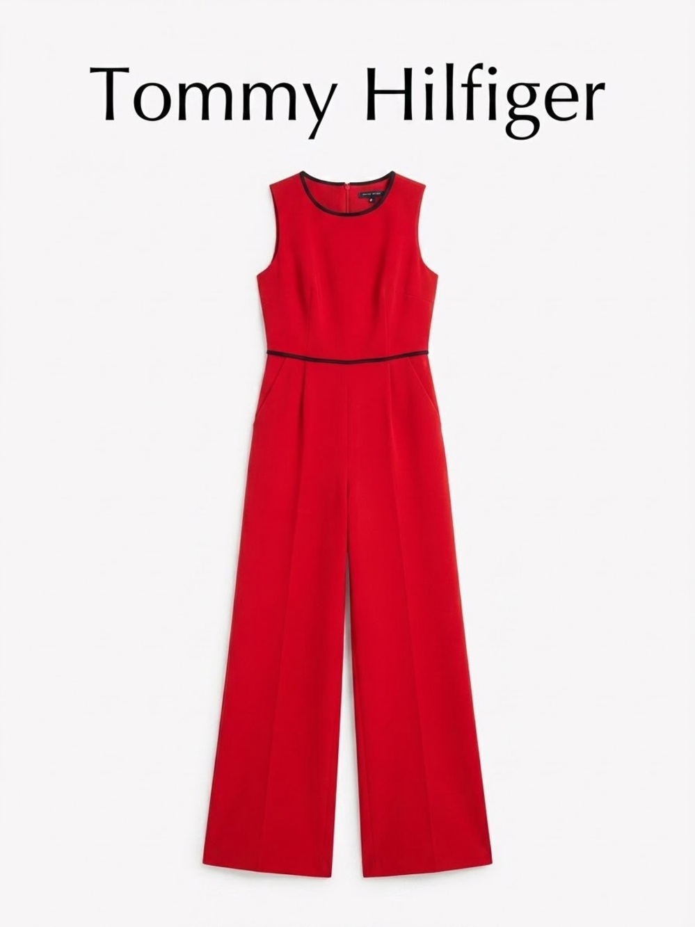 Tommy Hilfiger Red Sleeveless Wide-Leg Jumpsuit Size 6 0196